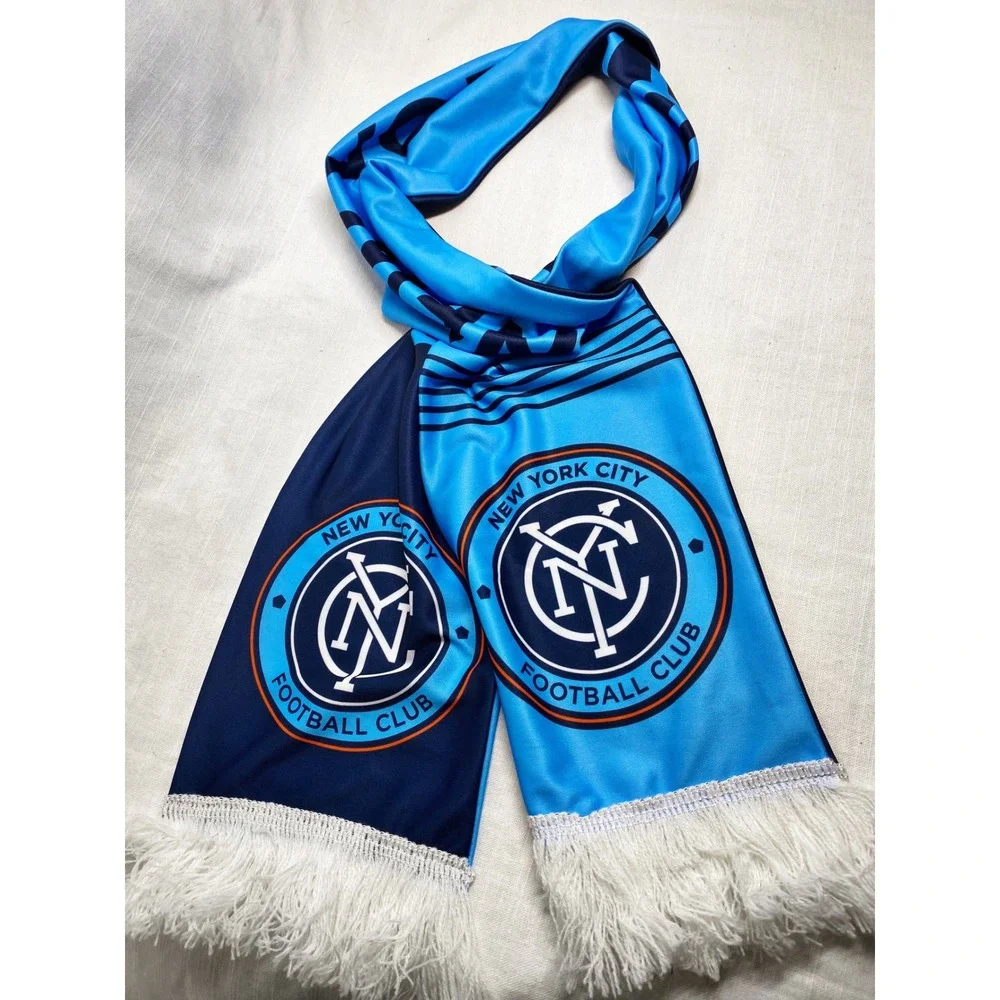 New York City FC *Lot of 2* NYCFC Soccer Scarves Blue Navy White Reversible